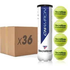 Tecnifibre CHAMPION : CARTON DE 36 TUBES DE 4 BALLES DE TENNIS> Performance Pression