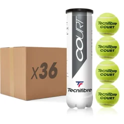 Tecnifibre COURT : CARTON DE 36 TUBES DE 4 BALLES DE TENNIS> Performance Pression