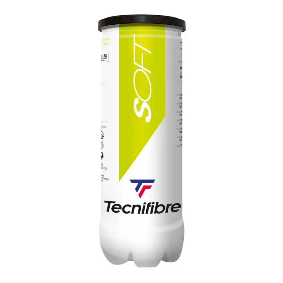 Tecnifibre SOFT : CARTON DE 24 TUBES DE 3 BALLES DE TENNIS> Balles Pédagogiques