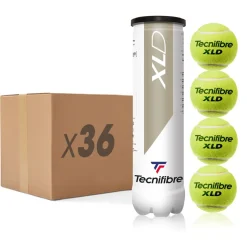 Tecnifibre XLD : CARTON DE 36 TUBES DE 4 BALLES DE TENNIS> Performance Sans Pression