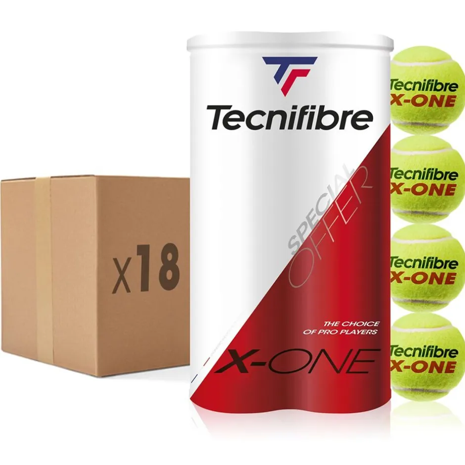 Tecnifibre X-ONE : CARTON DE 18 BIPACKS DE TUBES DE 4 BALLES DE TENNIS> Premium