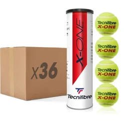 Tecnifibre X-ONE : CARTON DE 36 TUBES DE 4 BALLES DE TENNIS> Premium