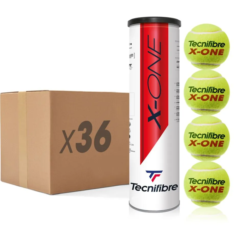 Tecnifibre X-ONE : CARTON DE 36 TUBES DE 4 BALLES DE TENNIS> Premium