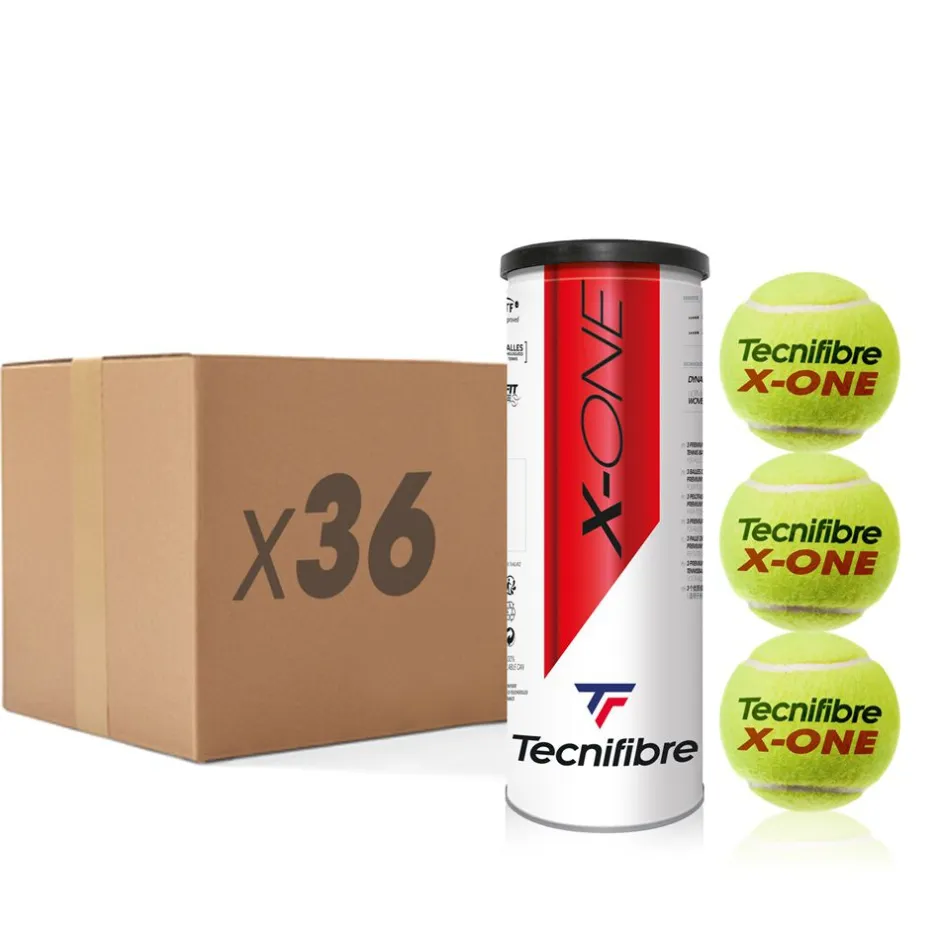Tecnifibre X-ONE : CARTON DE 36 TUBES DE 3 BALLES DE TENNIS> Premium